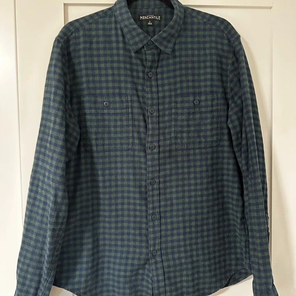 J. Crew Navy and Green Checkered Shirt
